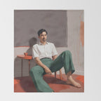 Dolce Far Niente, The sweetness of doing nothing, man sitting idle living in the moment, slow living calm peace of mind, positivity mindset slow down Throw Blanket Gallery Image 2