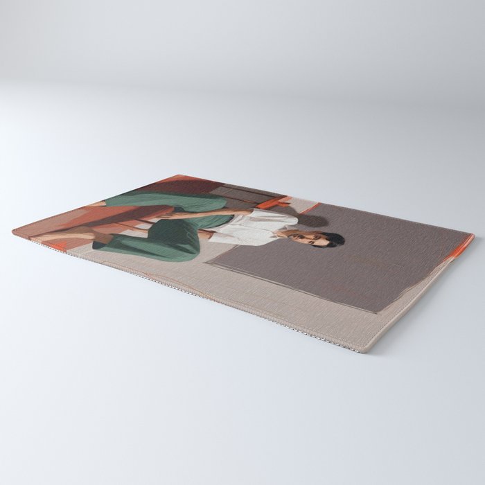 Dolce Far Niente, The sweetness of doing nothing, man sitting idle living in the moment, slow living calm peace of mind, positivity mindset slow down Rug Gallery Image 3