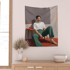 Dolce Far Niente, The sweetness of doing nothing, man sitting idle living in the moment, slow living calm peace of mind, positivity mindset slow down Wall Tapestry Gallery Image 2