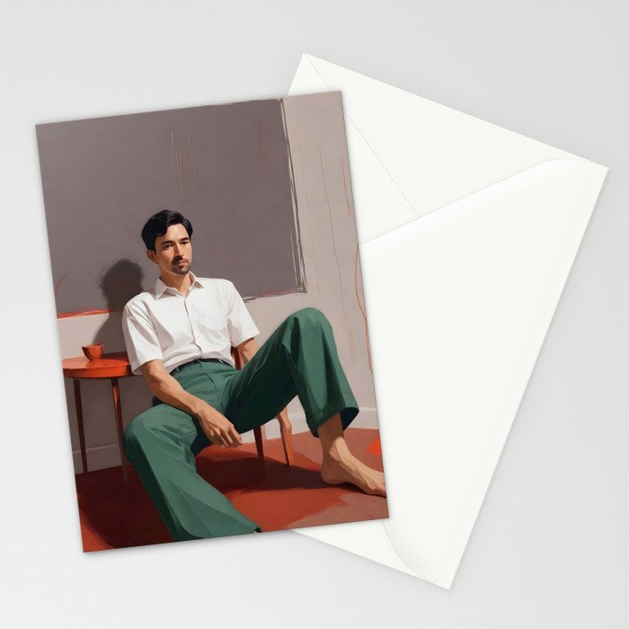 Dolce Far Niente, The sweetness of doing nothing, man sitting idle living in the moment, slow living calm peace of mind, positivity mindset slow down Stationery Card Gallery Image 2