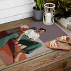 Dolce Far Niente, The sweetness of doing nothing, man sitting idle living in the moment, slow living calm peace of mind, positivity mindset slow down Outdoor Rug Gallery Image 2