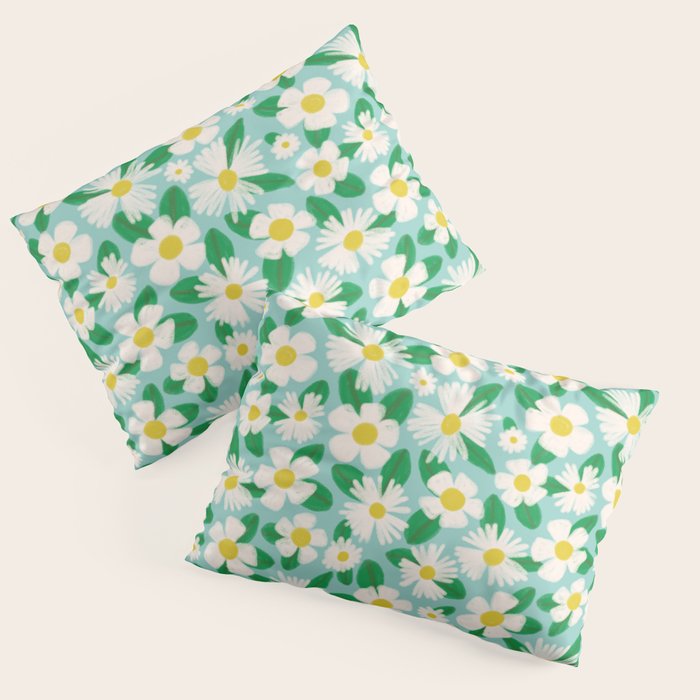 Big Bloom Floral - green Pillow Sham Gallery Image 1