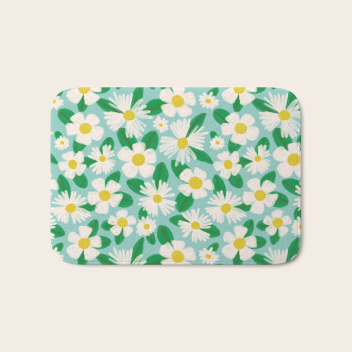 Big Bloom Floral - green Bath Mat Gallery Image 1