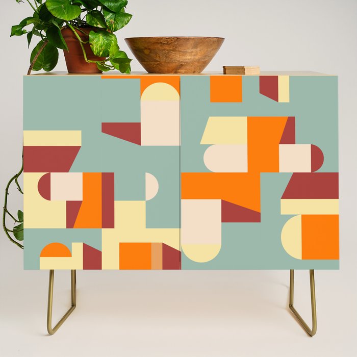Crisp Air and Warmth - Abstract Geometric Art Credenza Gallery Image 1