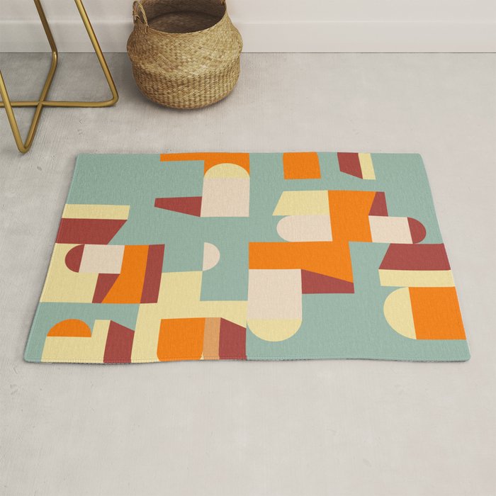 Crisp Air and Warmth - Abstract Geometric Art Rug Gallery Image 1