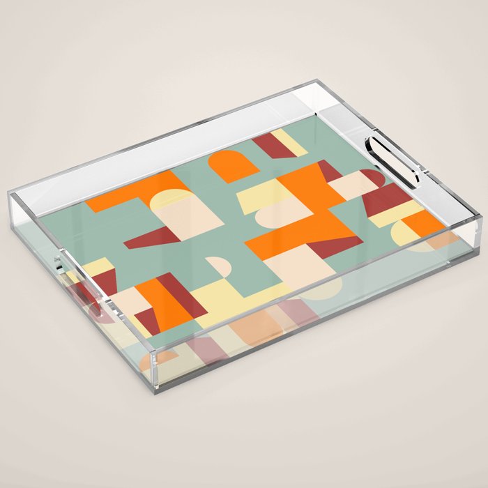 Crisp Air and Warmth - Abstract Geometric Art Acrylic Tray Gallery Image 1