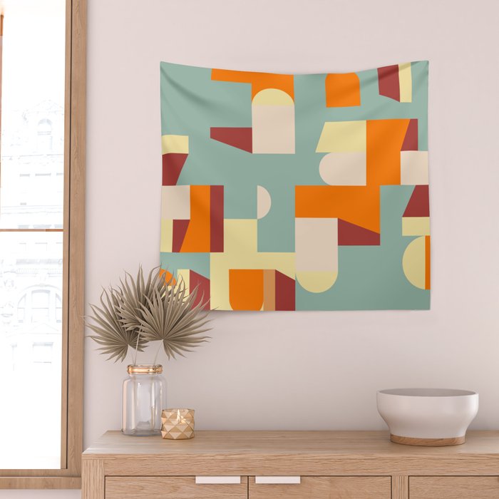 Crisp Air and Warmth - Abstract Geometric Art Wall Tapestry Gallery Image 2