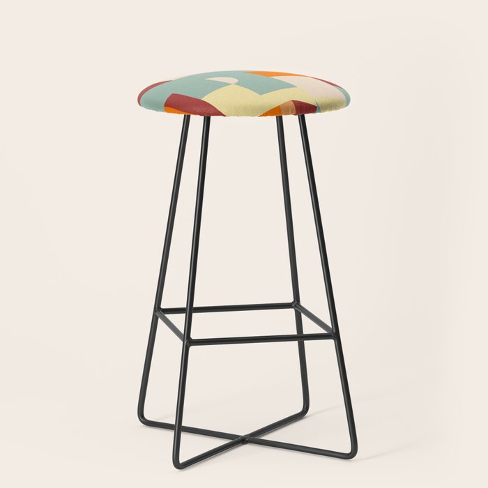 Crisp Air and Warmth - Abstract Geometric Art Stool Gallery Image 1