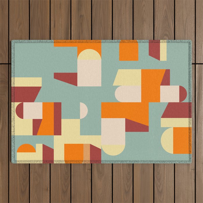 Crisp Air and Warmth - Abstract Geometric Art Outdoor Rug Gallery Image 1