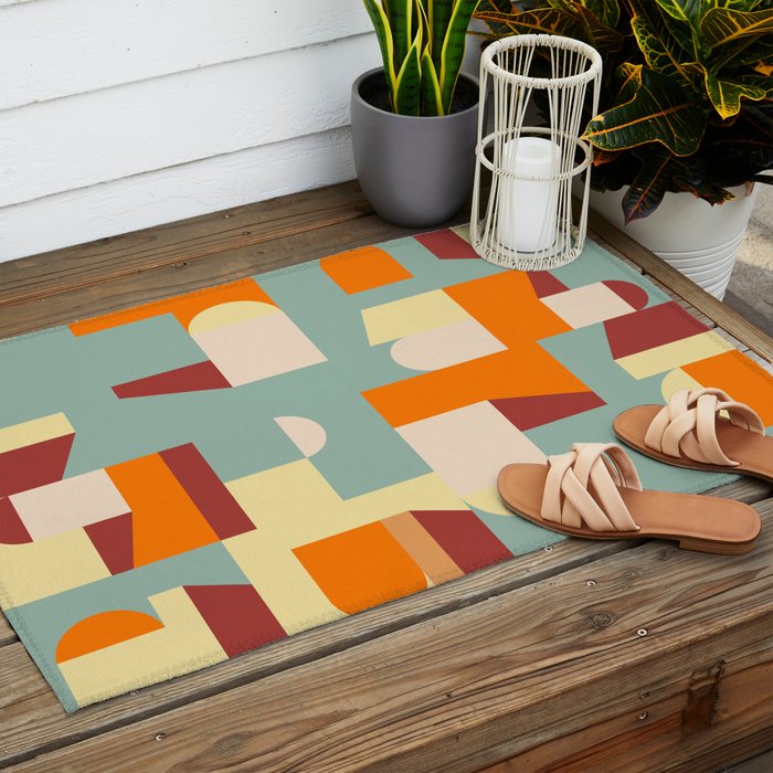 Crisp Air and Warmth - Abstract Geometric Art Outdoor Rug Gallery Image 2
