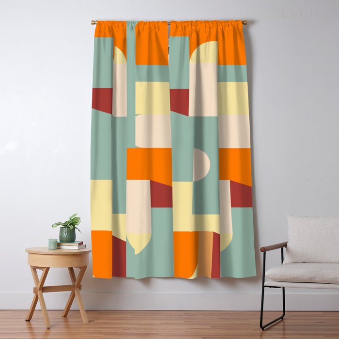 Crisp Air and Warmth - Abstract Geometric Art Window Curtain Gallery Image 5