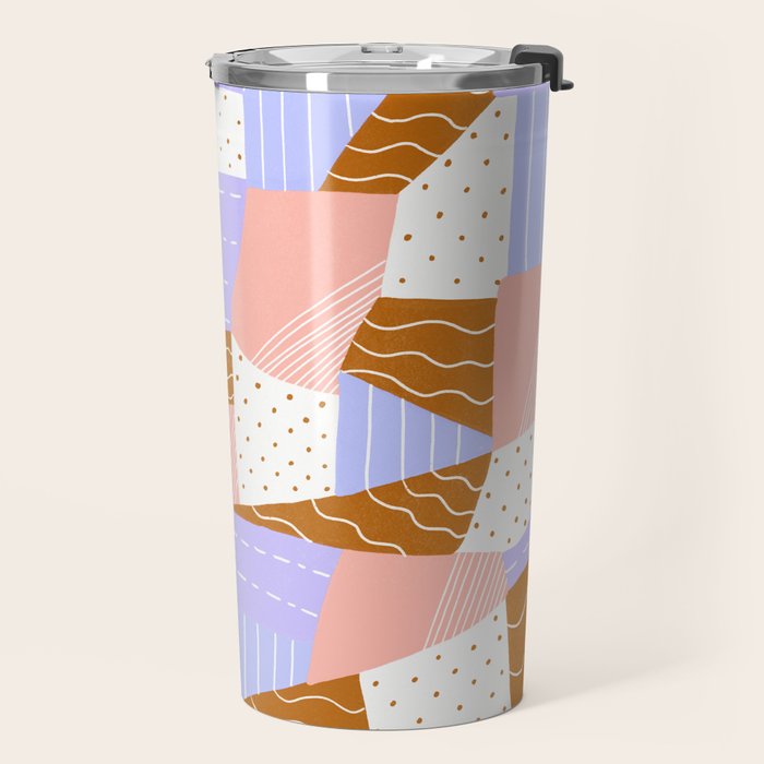 modern quilt, lilac Travel Mug Gallery Image 2