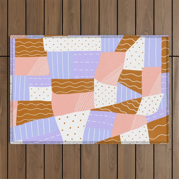 modern quilt, lilac Outdoor Rug Gallery Image 1