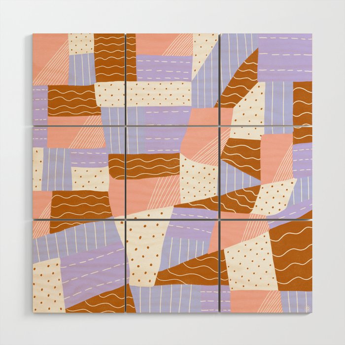 modern quilt, lilac Wood Wall Art Gallery Image 1