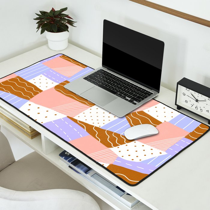 modern quilt, lilac Desk Mat Gallery Image 2