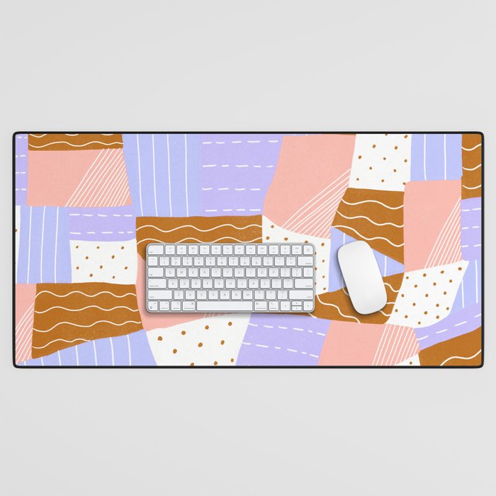 modern quilt, lilac Desk Mat Gallery Image 1