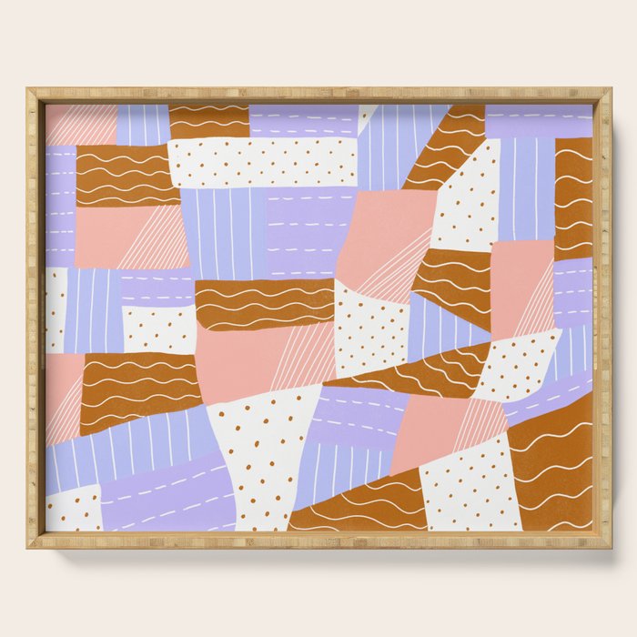 modern quilt, lilac Serving Tray Gallery Image 1