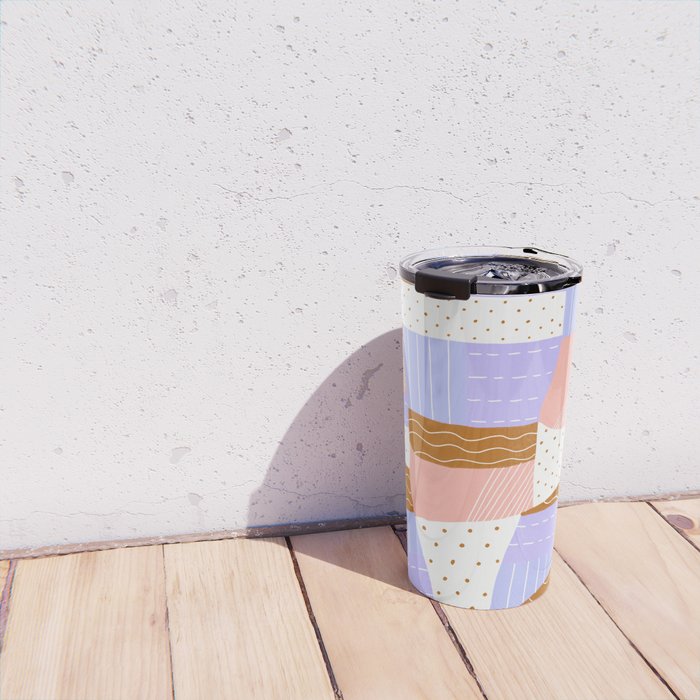 modern quilt, lilac Travel Mug Gallery Image 4