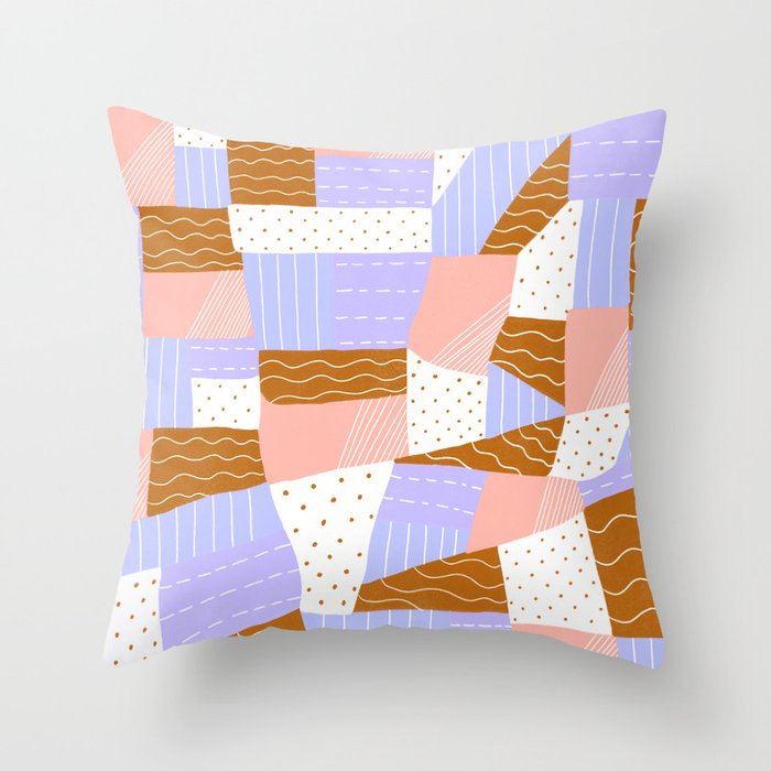 modern quilt, lilac Throw Pillow Gallery Image 1