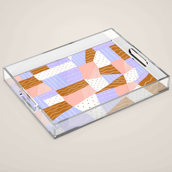 modern quilt, lilac Acrylic Tray Gallery Image 1