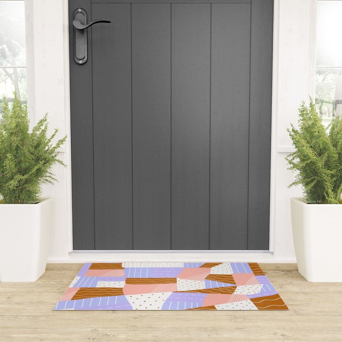 modern quilt, lilac Welcome Mat Gallery Image 3