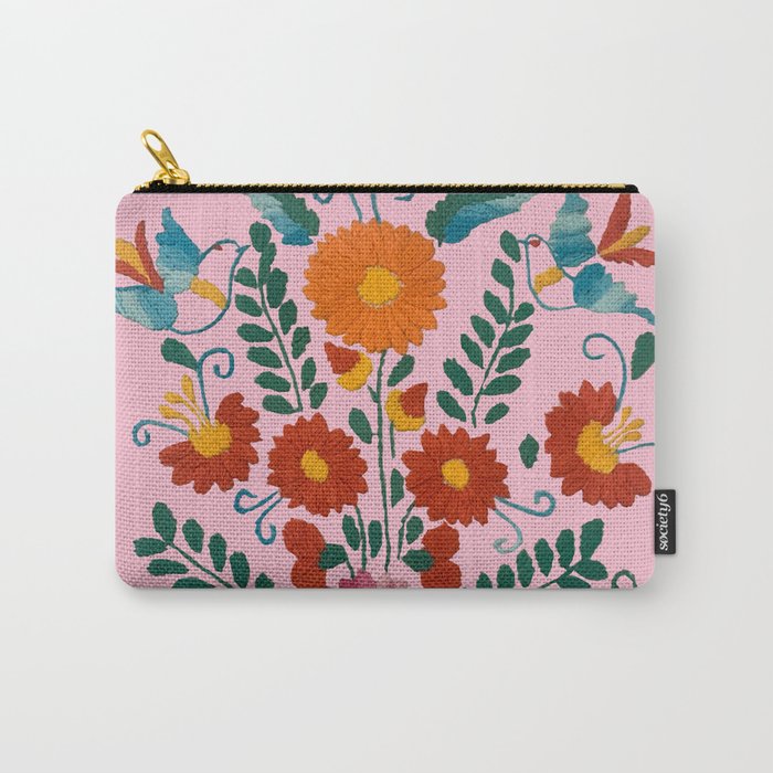 Mexican Blue Birds in Pink Carry All Pouch Gallery Image 1