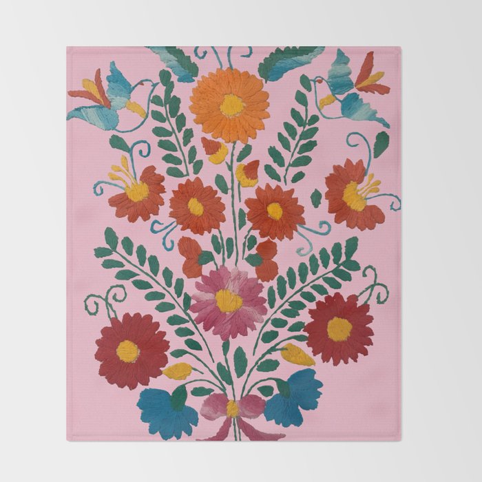 Mexican Blue Birds in Pink Throw Blanket Gallery Image 2