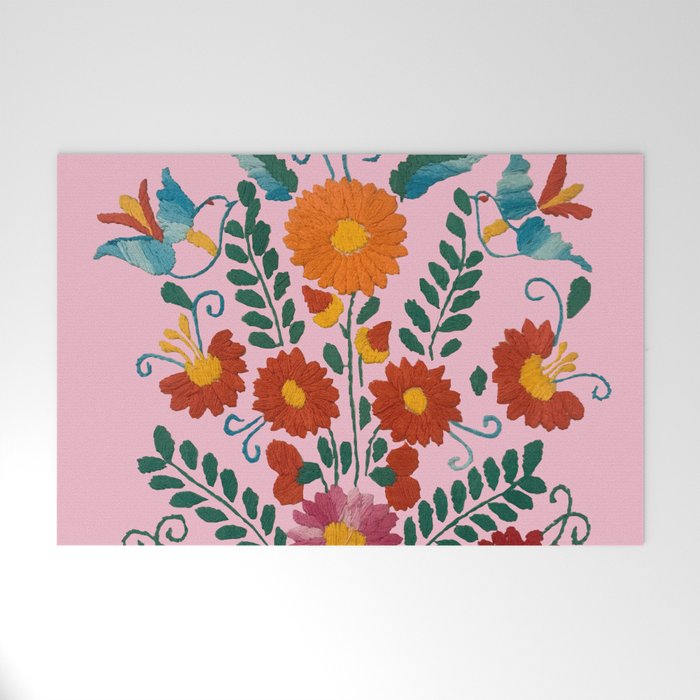 Mexican Blue Birds in Pink Welcome Mat Gallery Image 1