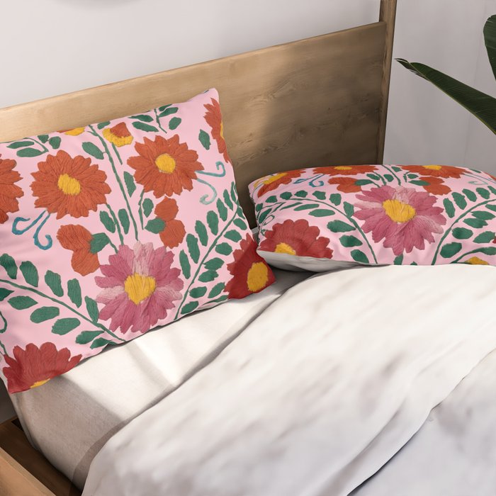 Mexican Blue Birds in Pink Pillow Sham Gallery Image 2