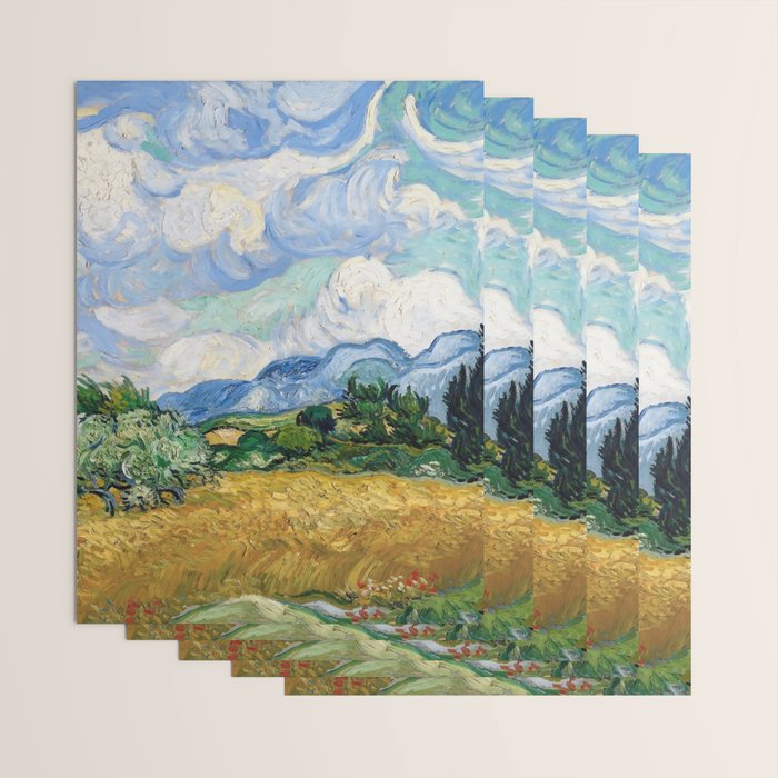 Wheat Field with Cypresses by Vincent van Gogh Wrapping Paper Gallery Image 3