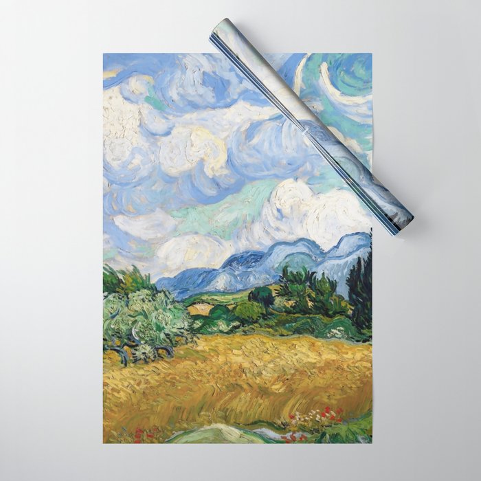 Wheat Field with Cypresses by Vincent van Gogh Wrapping Paper Gallery Image 1