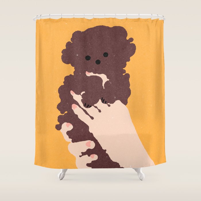 Cute puppy in arms Shower Curtain Gallery Image 1