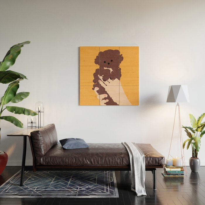 Cute puppy in arms Wood Wall Art Gallery Image 2