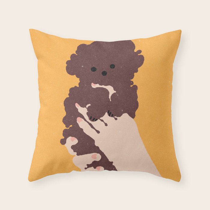 Cute puppy in arms Throw Pillow Gallery Image 6