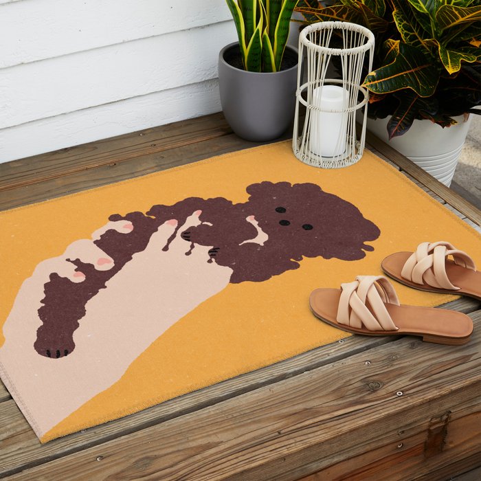 Cute puppy in arms Outdoor Rug Gallery Image 2