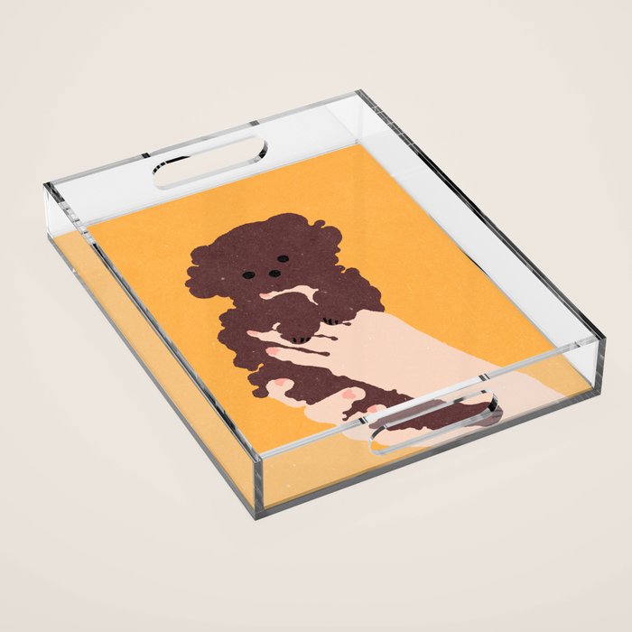 Cute puppy in arms Acrylic Tray Gallery Image 1