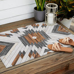 Urban Tribal Pattern No.8 - Aztec - Wood Outdoor Rug Gallery Image 2