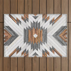 Urban Tribal Pattern No.8 - Aztec - Wood Outdoor Rug Gallery Image 1