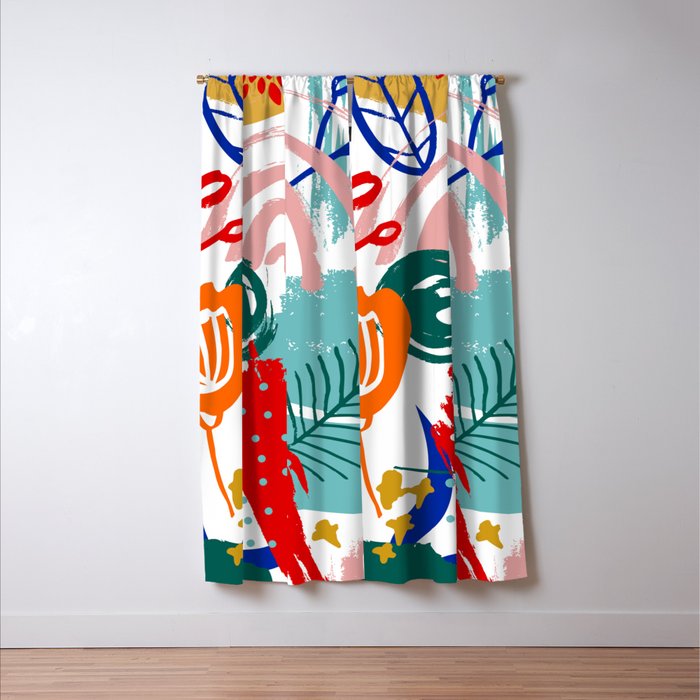 Summer Floral Prints, Abstract, Colourful Prints. Window Curtain Gallery Image 3