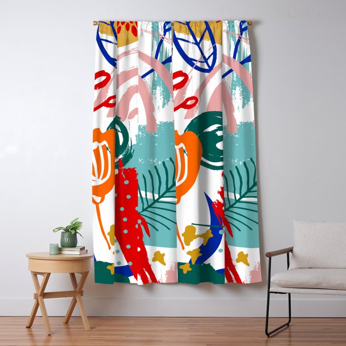 Summer Floral Prints, Abstract, Colourful Prints. Window Curtain Gallery Image 1