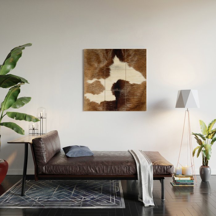 Cowhide Detail Wood Wall Art Gallery Image 2