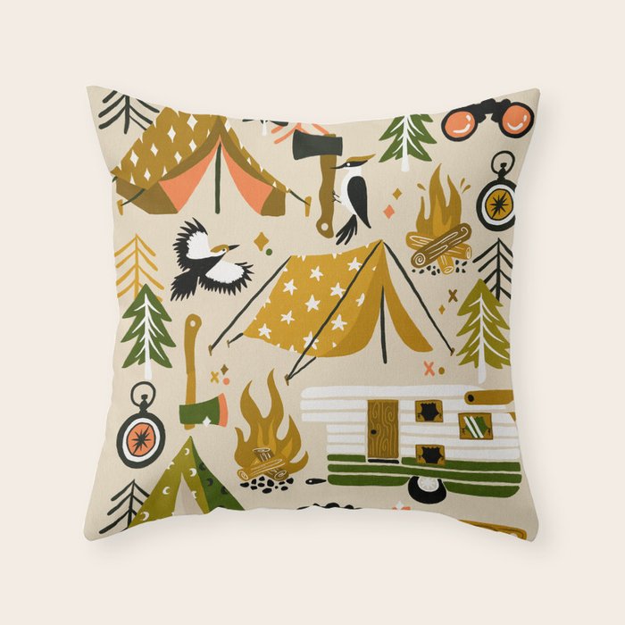 Camping Kit - Olive Palette Throw Pillow Gallery Image 6