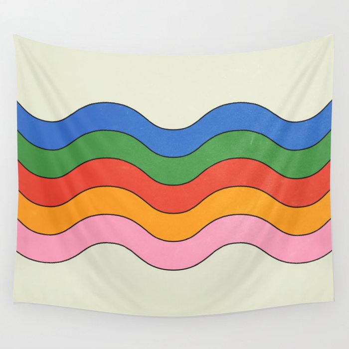 Retro Candy Waves Wall Tapestry Gallery Image 1