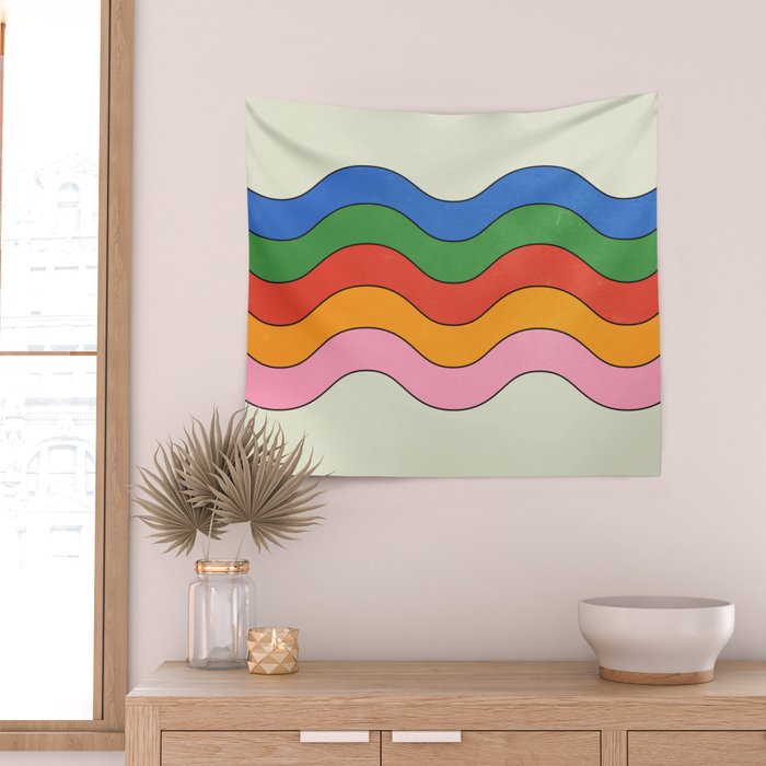 Retro Candy Waves Wall Tapestry Gallery Image 2