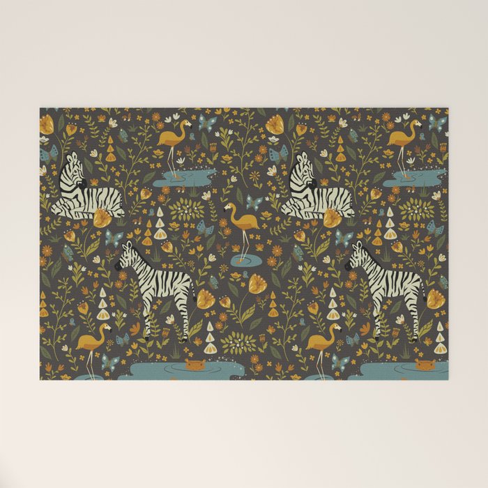 Zebras in Wild Fall Garden Welcome Mat Gallery Image 1