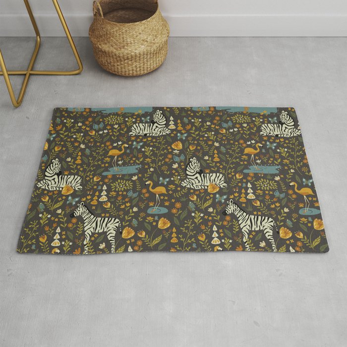 Zebras in Wild Fall Garden Rug Gallery Image 1