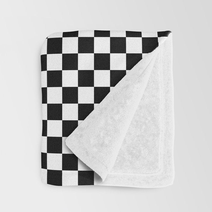 Check VIII - Black â Checkerboard Print Throw Blanket Gallery Image 3