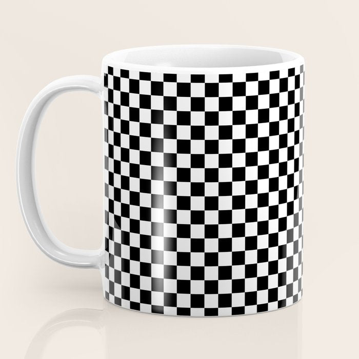 Check VIII - Black â Checkerboard Print Coffee Mug Gallery Image 3