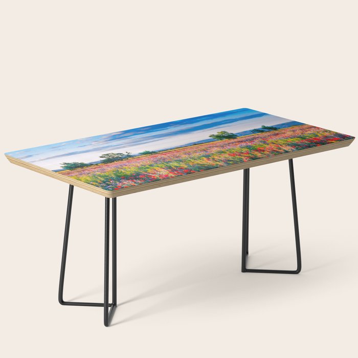 Red poppy field floral blossom landscape color photograph Coffee Table Gallery Image 1