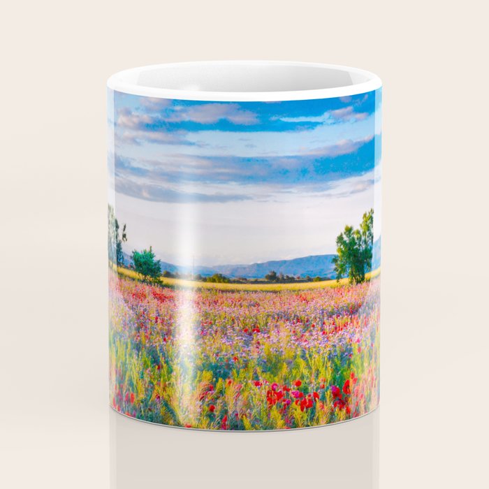Red poppy field floral blossom landscape color photograph Coffee Mug Gallery Image 4
